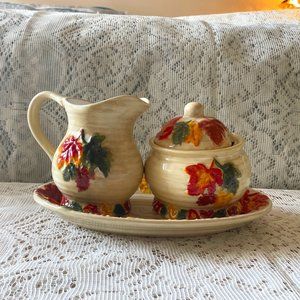 VINTAGE: Roscher & Co Turning Leaf Collection. 4 pieces: Earthenware. Rare